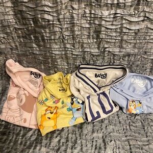 Bluey Kids Tops Lot of 4 - Pink, Yellow, Cream, Light Blue Pack Size 8